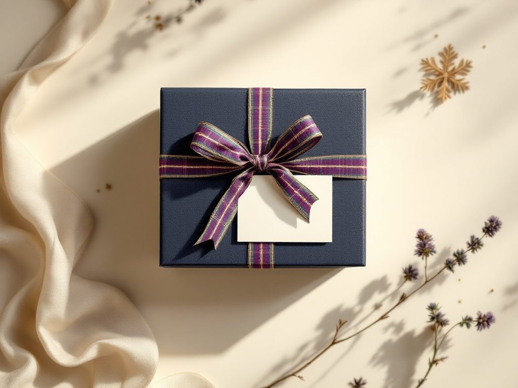 A beautifully wrapped Caledonia Box gift with a handwritten note